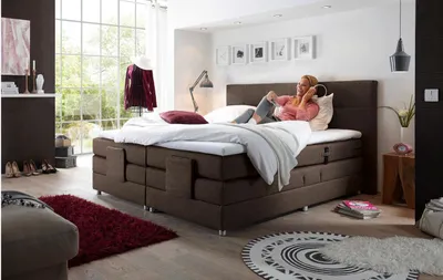 Produktbild von Boxspringbett Manolo 2 in Stoff mokka mit Motor 180x200 cm