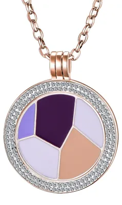 Produktbild von Morella Damen Halskette roségold 70 cm Edelstahl und Zirkonia Anhänger mit Coin Spiegel 33 mm im Schmuckbeutel