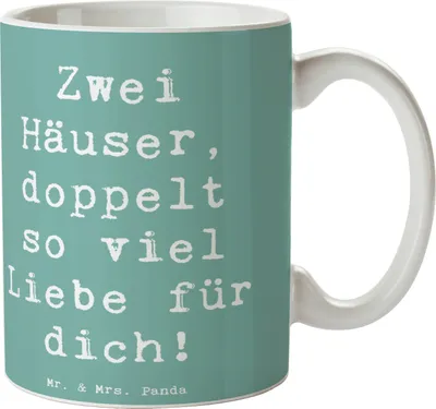 Produktbild von Mr. & Mrs. Panda Becher Spruch Trennung von den Eltern - Meeresbrise - Geschenk, Mutmacher, Vertrauem, Familienliebe, Mut, Zwei Häuser, schwierige Zeiten, Kaffeebecher