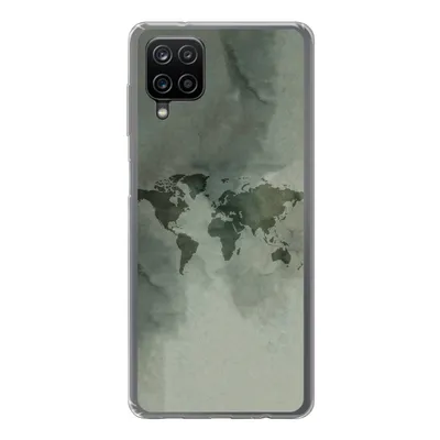 Produktbild von MuchoWow® Handyhülle Schutzhülle Hülle für Samsung Galaxy A12 Weltkarte - Grün - Grau Silikon Softcase Handy Hülle - Bild