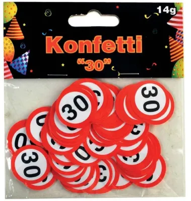 Produktbild von Udo Schmidt Konfetti 30.Geburtstag Verkehrsschild weiß/rot 14g