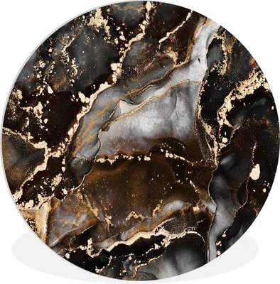 Produktbild von MuchoWow® Rundes Wandbild - Runde Bilder Marmor - Gold - Glitzer - Luxus Ø 90 cm Kreis Wanddekoration Kunststoff - Wandkreis - Wandschmuck - Wand-Kreis - Wohnzimmer - Bild - Runde - Wanddeko - Dibond - Kunstdrucke