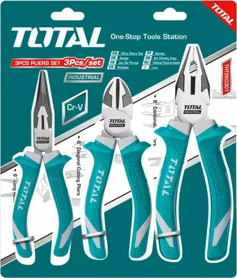 Imagen del producto de Juego de 3 pinzas industriales Total THT2K0301, acero CrV