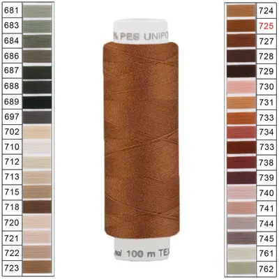 10 x 100m / 10 Spulen Unipoly 120 TEX14x2 Polyester Nähgarn Artikel 5v6 kastanienbraun