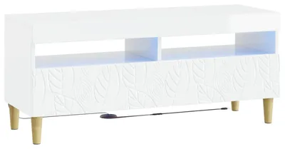 Obrázok produktu pre TV skrinka LED, vysoký lesk, biela, drevotrieska