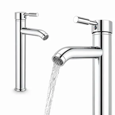 Produktbild von AjieQAQ Hohe Waschtischarmatur Schwarz Aufsatzarmatur Bad Wasserhahn Loft Design Einhebelmischer, KI-generiertes Bild