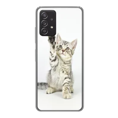 Produktbild von MuchoWow® Handyhülle Schutzhülle Hülle für Samsung galaxy a73 Kätzchen - Pfote - Weiß - Mädchen - Kinder - Jungen - Kind Silikon Softcase Handy Hülle - Handyhülle