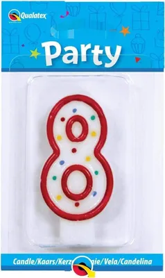 Immagine prodotto di Qualatex - Motivo a punti - Candela di compleanno, 8° compleanno - Cera SG27996 (Taglia unica) (Colorato)