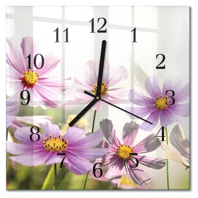 Produktbild von Tulup Glasuhr Wanduhr Küchenuhr Echt-Glas 30x30 cm Modern Dekorativ Geräuschlos Schwarzen Zeigern - Blumen