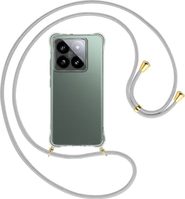 Produktbild von Handykette Backcover-Schutzhülle mit Band (Metall goldfarben) für Xiaomi 14T Pro 5G - silbergrau