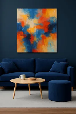 Produktbild von Granatblauer runder Puf 40×30 cm – Samt‑Sitzpouf / Fußhocker, KI-generiertes Bild