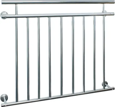 Produktbild von ECD Germany Französischer Balkon, 90x128 cm, mit 9 Füllstäben, glänzend, Balkongeländer aus Edelstahl
