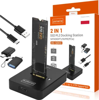 Immagine prodotto di Adattatore SSD - M2 NVME PCie/SATA NGFF - Slot SSD - Alloggiamento M.2 USB-C 10 GB/s