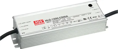 Produktbild von MEANWELL HLG-120H-C500B, AC-DC LED-Installationsnetzteil, Metallgehäuse, IP65 150W 150-300V 500mA CC dimm.