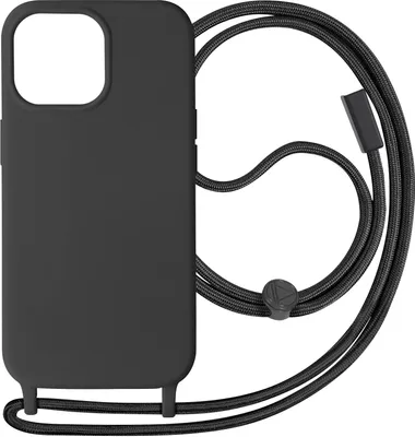Image de Avizar, Étui de protection pour Apple iPhone 15 Pro avec chaîne en nylon de 80 cm, noir