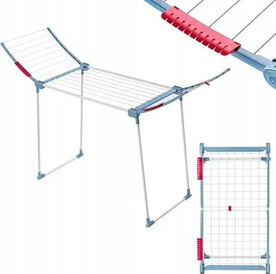 Obrázek produktu pro Sušák na prádlo a spodní prádlo – volně stojící – výška 175 cm – skládací – s velkými úchyty – velká sušící plocha