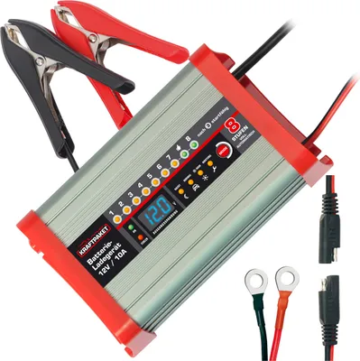 Produktbild von Dino KRAFTPAKET 10A-12V intelligentes automatisches Batterieladegerät, für Blei-Säure, GEL, EFB, Start-Stop AGM-Batterie KFZ-Ladegerät Auto Wohnmobil