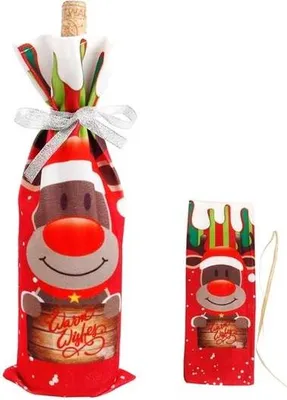 Obrázek produktu pro Držák na láhev - Taška na láhev - Vánoce - Otec Vánoc - Vánoční stromek - Vánoce - Vánoce - Sob Rudolf