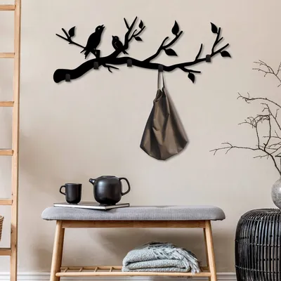 Produktbild von Wallity, Escaped Birds, wieszak ścienny i haczyki, czarny, metal, 67 x 27 x 2 cm