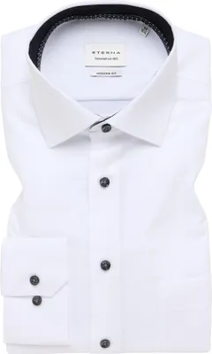 Produktbild von Eterna - Modern Fit - Bügelfreies Herren Langarm Hemd mit Kent Kragen, Uni Twill (8005 X659), Größe:48, Farbe:Weiß (00)