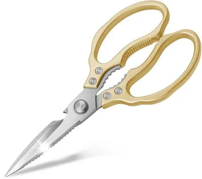 Image de Ciseaux de cuisine Benzoa® – ciseaux en acier inoxydable multifonctionnels (3,5 mm), adaptés au lave-vaisselle, avec ouvre-bouteille, lame dentée pour casser les os/les noix, et encoches