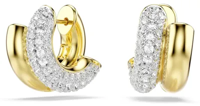 Produktbild von Swarovski Dextera Kreolen, Rundschliff, Mini, Weiß, Goldlegierungsschicht