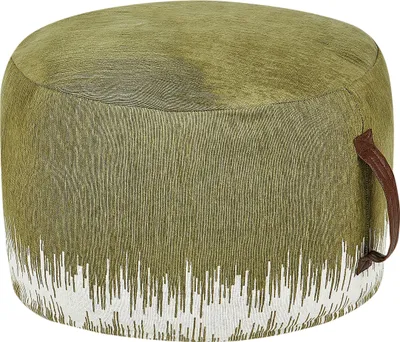Obrázek produktu pro BELIANI Bavlněný taburet 50 x 30 cm zelená/bílá ručně vyráběný kulatý doplněk do obývacího pokoje ložnice