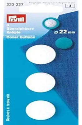Kunststoff-Umschlagknöpfe, Weiß, 22 mm, 3 Stück