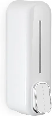 Obrázek produktu pro Dávkovač mýdla a dezinfekčního prostředku na ruce, 350 ml, bílý, rozměry 22 x 6,3 x 9 cm, hmotnost 0,205 kg