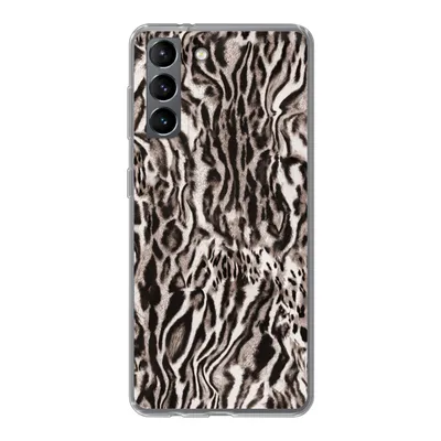 Produktbild von MuchoWow® Handyhülle Schutzhülle Hülle für Samsung Galaxy S21 Pantherdruck - Formen - Schwarz - Braun Silikon Softcase Handy Hülle - Softcase