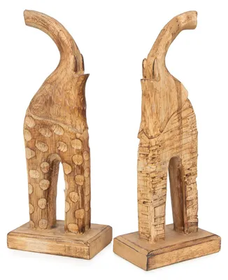 2 Holz-Elefantenfiguren, Dekoskulptur, 38 cm, modern