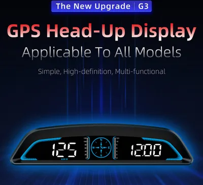 Obrázok produktu pre Gps Hud Head Up Car Display HD Digitálny rýchlomer Smart Alarm Univerzálny odometer čierny