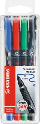 Produktbild von Folienstift - STABILO OHPen universal - permanent medium - 4er Pack - grün, rot, blau, schwarz