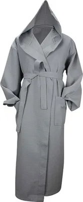 Immagine prodotto di A&R 028.50 | Robezz® Accappatoio in cialda con cappuccio Accappatoio con cappuccio - Colore: Grigio chiaro - Taglia: L/XL