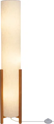 Produktbild von Stehlampe Wohnzimmer Retro Stehleuchte Textilschirm Beige Holz Natur 3195427