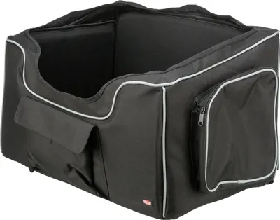 Produktbild von TRIXIE Autositz faltbar mit Außentaschen und Teddyplüsch für Hunde bis 10 kg - schwarz/grau - 56 × 37 × 36 cm
