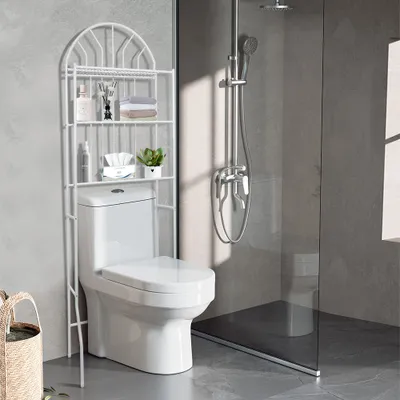 Produktbild von Toilettenregal Badezimmerregal Platzsparendes WC Stand Vielseitiges Standregal Weiß