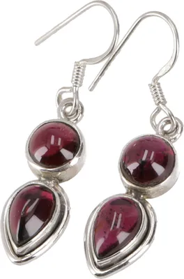 Produktbild von Silberne Boho Ohrhänger aus Indien - Granat, Silber-Farben, SterlingSilber, 3*1 cm, Silberohrringe