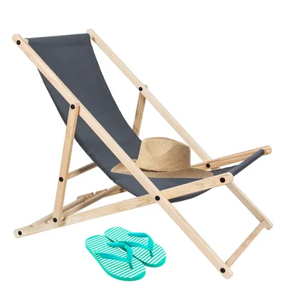 Produktbild von Jiubiaz Liegestuhl Relaxliege Sonnenstuhl 120kg Chair Liege Gemühtlicher Klappbar Holz Grau