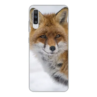 Produktbild von MuchoWow® Handyhülle Schutzhülle Hülle für Samsung Galaxy A70 Fuchs - Porträt - Schnee Silikon Softcase Handy Hülle - Schutzhaube