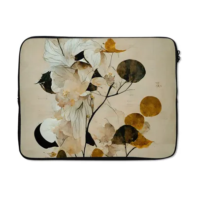 Produktbild von MuchoWow® Laptop Hülle 15 Zoll Blumen - Blätter - Baum - Pastell Laptoptasche - Laptoptasche - Sleeve - Rundum-Schutz