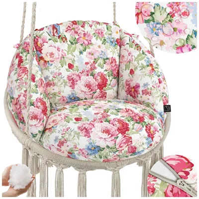Produktbild von Wasserdichtes Kissen für Hängesessel Nestschaukel mit Reißverschluss, Bequeme Gartenkissen Auflage für Hängekorb Outdoor, Sweet Peony