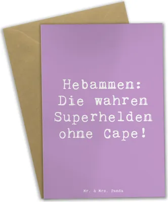 Produktbild von Mr. & Mrs. Panda Grußkarte Spruch Hebamme Superheld - Lavendeltraum - Geschenk, Geburt, einladungskarten, Mitgefühl, Hebammenliebe, Flexibilität, Berufspassion, Beruf