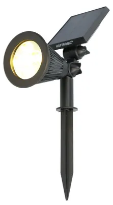 Image de HOFTRONIC - Spot à piquet solaire 2W 3000K IP65 détecteur mouvement Noir