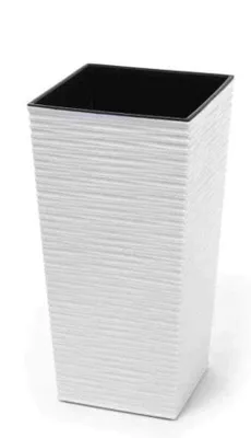 Obrázek produktu pro Plastový květináč – čtvercový květináč – pro venkovní výsadbu – recyklovatelný – 35 x 35 x 68 cm – bílý