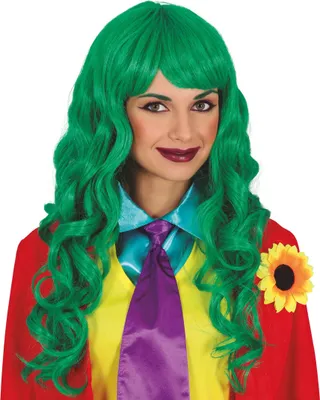 Produktbild von Mr Smile Halloween Perücke Lange Grüne Locken Kostüm Zubehör Erwachsene Party Look, Farbe: Grün