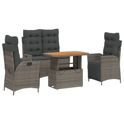 Immagine prodotto di Set da Pranzo da Giardino 4 pz con Cuscini in Polyrattan Grigio