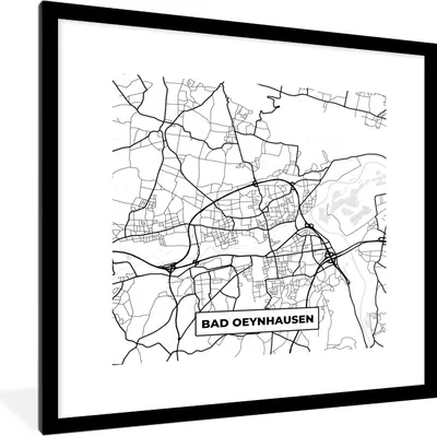 Produktbild von MuchoWow® Gerahmtes Poster Bad-Oeynhausen - Stadtplan - Karte 40x40 cm - Poster mit Schwarzem Bilderrahmen Wandposter Rahmen Foto Bilder - Poster - Plakat im Rahmen