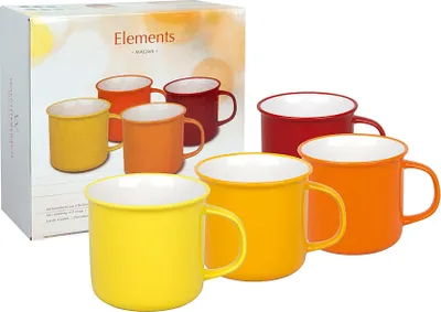 Immagine prodotto di Waechtersbach Elements Magma Becher 4er Set, Tassen, Kaffeetassen, im Geschenkkarton, Bone China, 380 ml, 41 5 971 3000