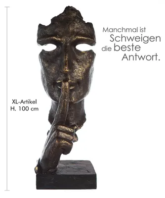 Produktbild von Gilde Skulptur, Gesicht, "Silence", Kunstharz, bronzefarben, VE 1, L. 35 cm, B. 39 cm, H. 100 cm 37466 4063387374665
